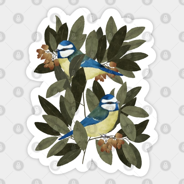 Blue Tit and Strawberry Tree Sticker by Elbuenlimon